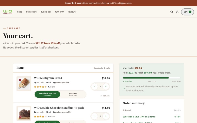 Cart page thumbnail